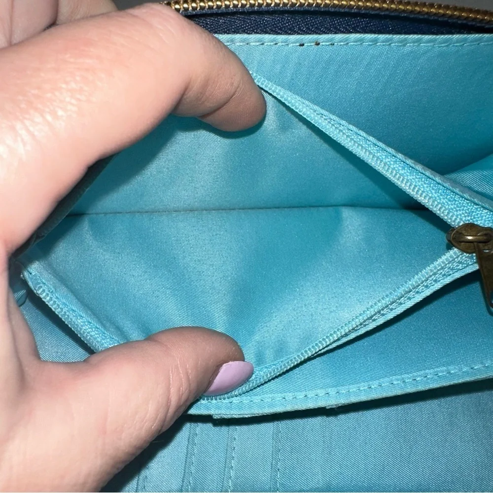 Travelon Anti-Theft RFID Blocking Wristlet Wallet - Navy Blue & Teal